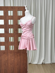 Satin Spaghetti Strap Waist Snitched Mini Dress