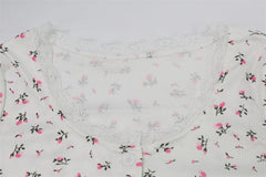 Floral Print Long Sleeve Top And Shorts Sleepwear Set