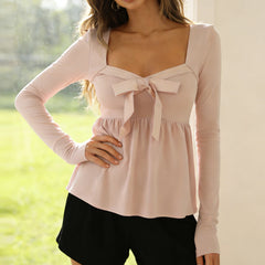 Long Sleeve Bowknot Top