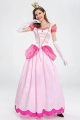 “Pink princess peach costume adult cosplay outfit with crown”