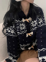 Knitted Collar Open Christmas Fluffy Cardigan