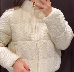 Cabel Knit Puffer Crop Jacket Free From Label