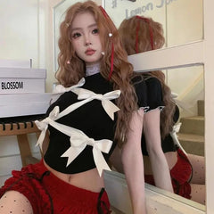 Black 3D Bow Short Sleeve Tee