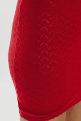 Red Halter Knit Mini Dress