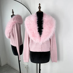 Fur Collar Knitted Cardigan