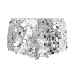 Sequin Elastic Low Waist Shorts