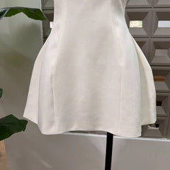 White Tulle Bow Neckline Halter Mini Dress