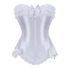 Satin Bow Lace Strapless Corset Top