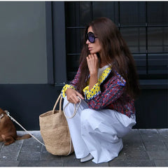 Color Block Pattern Printed Reversible Quilted Jacket