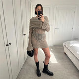 Sheer Knitted Off-Shoulder Mini Dress