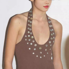 Halter Glitter Trim Top