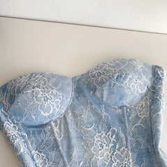 Blue Lace Strapless Corset