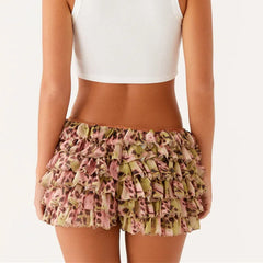 Printed Ruffle Micro Shorts Bloomer