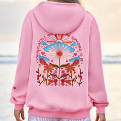 Embroidered Floral Letter Pattern Hooded Sweatshirt