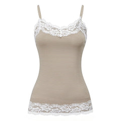 Stripe Lace Trim Cami Top