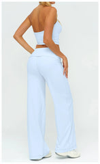 Wide Leg Fold Over Low Rise Flare Yoga Sweatpants