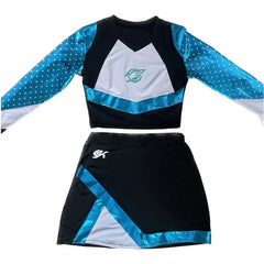“Women’s teal and black cheerleader uniform cosplay outfit”