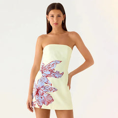 Strapless Printed Mini Dress