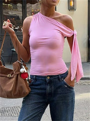 Off-Shoulder Tie-Up Top - Regular Fit