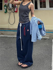 Blue Drawstring Belt Sweatpants Free From Label