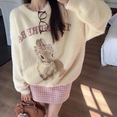Rabbit Print Plush Sweater