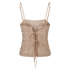Khaki Rhinestone Embellished Cami Top