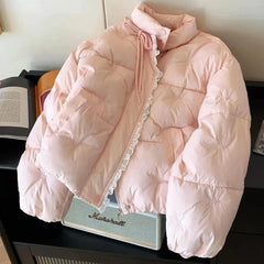 Pink Bow Embroidery Parka Jacket