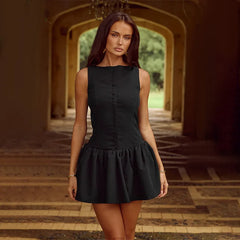 Floral Embroidered Buttoned Mini Dress
