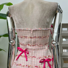 Pink Strapless Bow Detail Maxi Dress