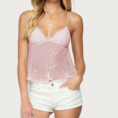 Sequin Sheer Cami Crop Top