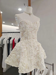 Floral Embroidered Strapless Mini Dress