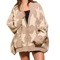 Star Embroidery Loose Cardigan