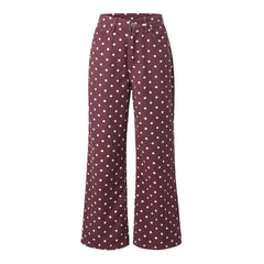 Brown High Waist Polka Dot Wide Leg Jeans