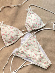 Triangle Cup String Tie-Up Bikini Set - Free From Label