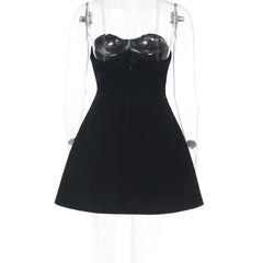 Black Flare Structured Tube Mini Dress
