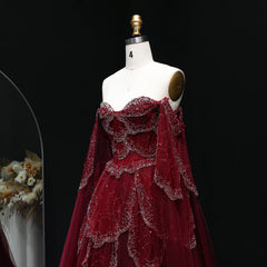 Off-Shoulder Tulle Sequin Flower Petal Embroidered Gown