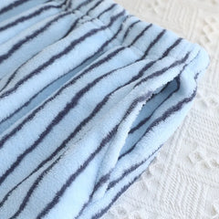 Fuzzy Stripe Button Down Long Sleeve Shirt And Pants Pj Set