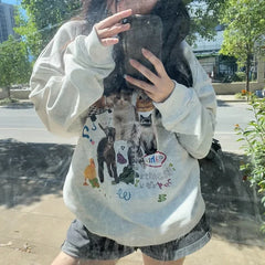 Cat Graphic Printed Sweatshirt