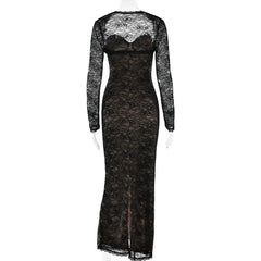 Black Lace Bodycon Midi Dress With Crop Shrug