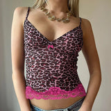 Pink Leopard Print Sheer Cami Top