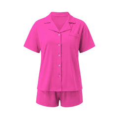 Short-Sleeve Button-Down Shirt With Shorts Pajama Set