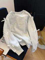 Grey Lace Bow Sweatshirt