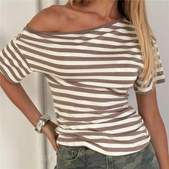 Striped Off-Shoulder T-Shirt