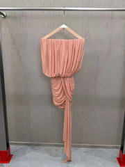 Slash Neck Fold Draped Mini Dress