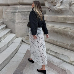 Sheer Polka Dot Midi Skirt