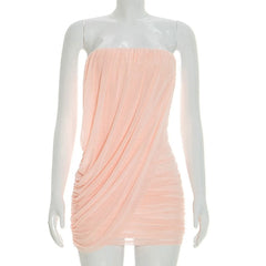 Strapless Folds Drape Mini Dress