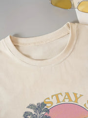 Stay Salty Sea & Letter Print Crew Neck Short Sleeve Tee