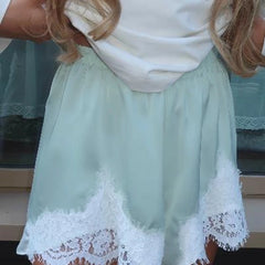 Satin Lace Trim Shorts