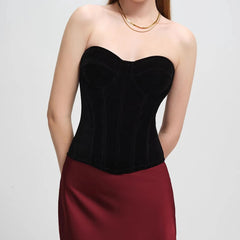 Black Velvet Boned Corset