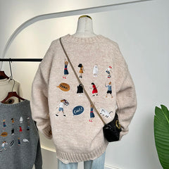 Embroidery Knit Tiny Graphic Sweater